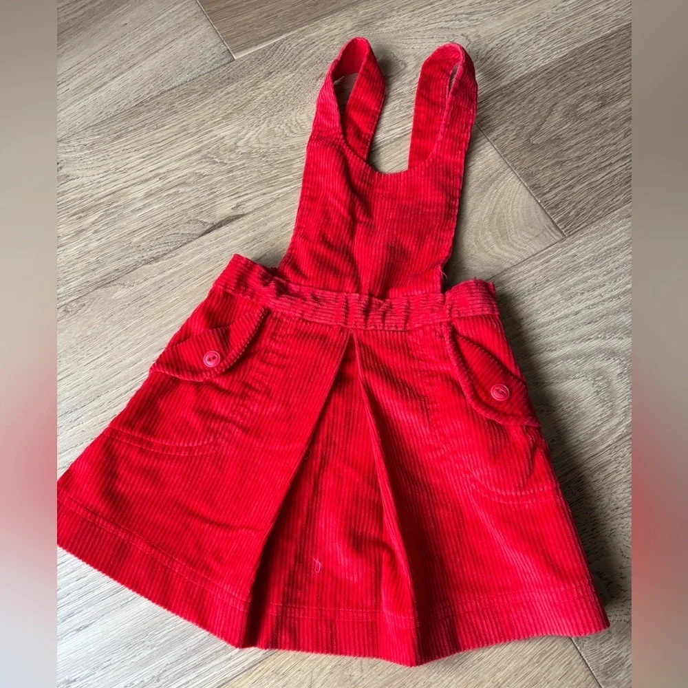 VTG 80’s carters corduroy overall dress girls 4t red